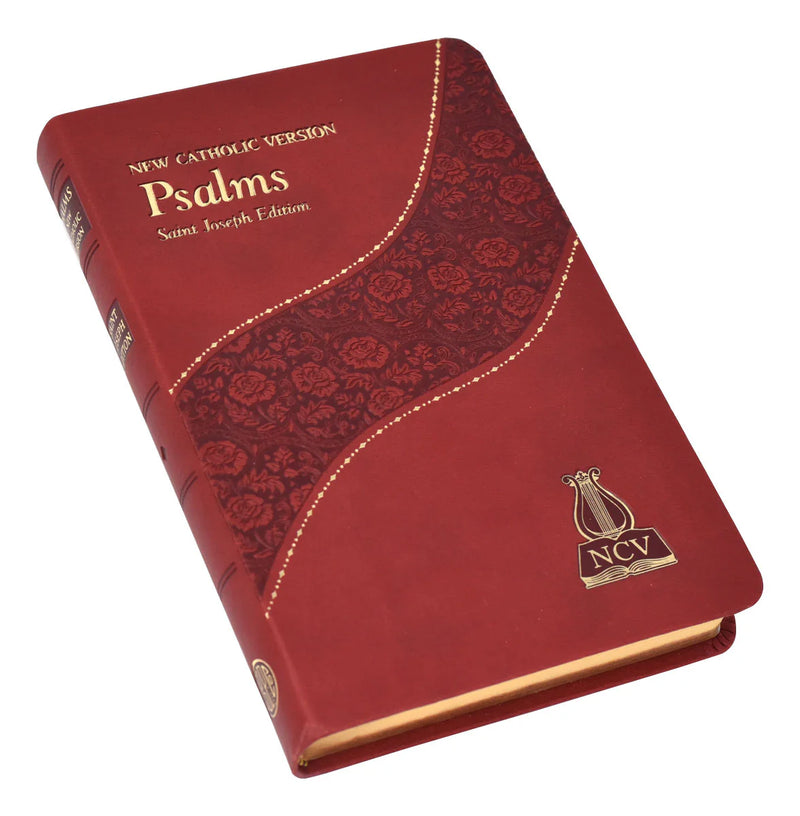 Red book titled 'Psalms' with floral design and 'NCV' logo on a white background
