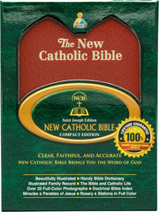 New Catholic Bible compact edition with green and red cover