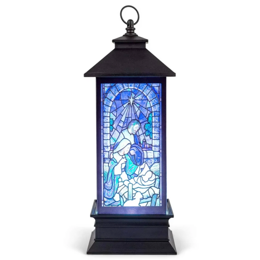 Holy Family Printed LED Swirl Lantern 10.5"H