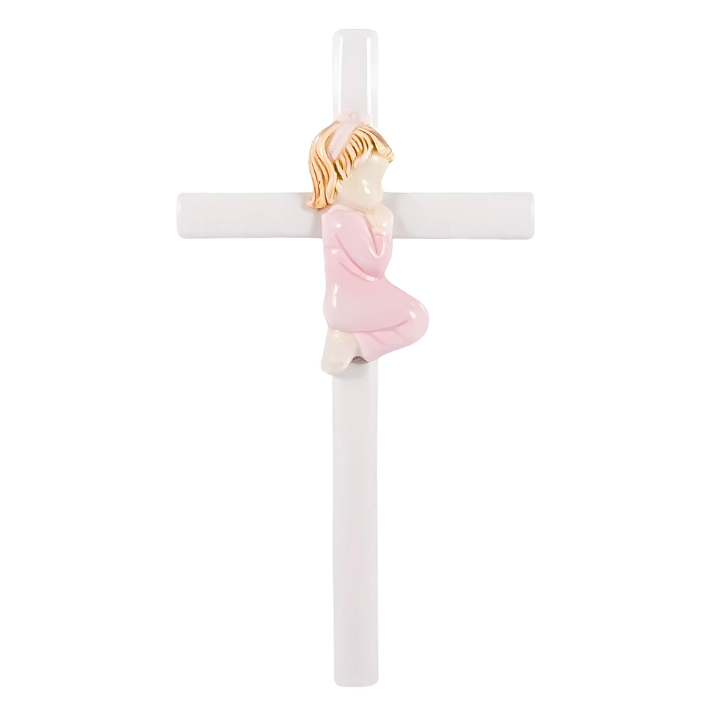 Valencia Girl Praying Cross 7.5"H