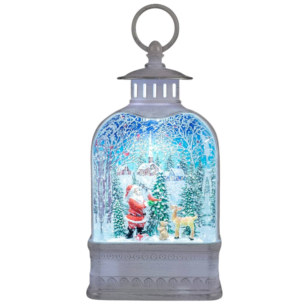 Santa Lantern LED Swirl 9.5"H