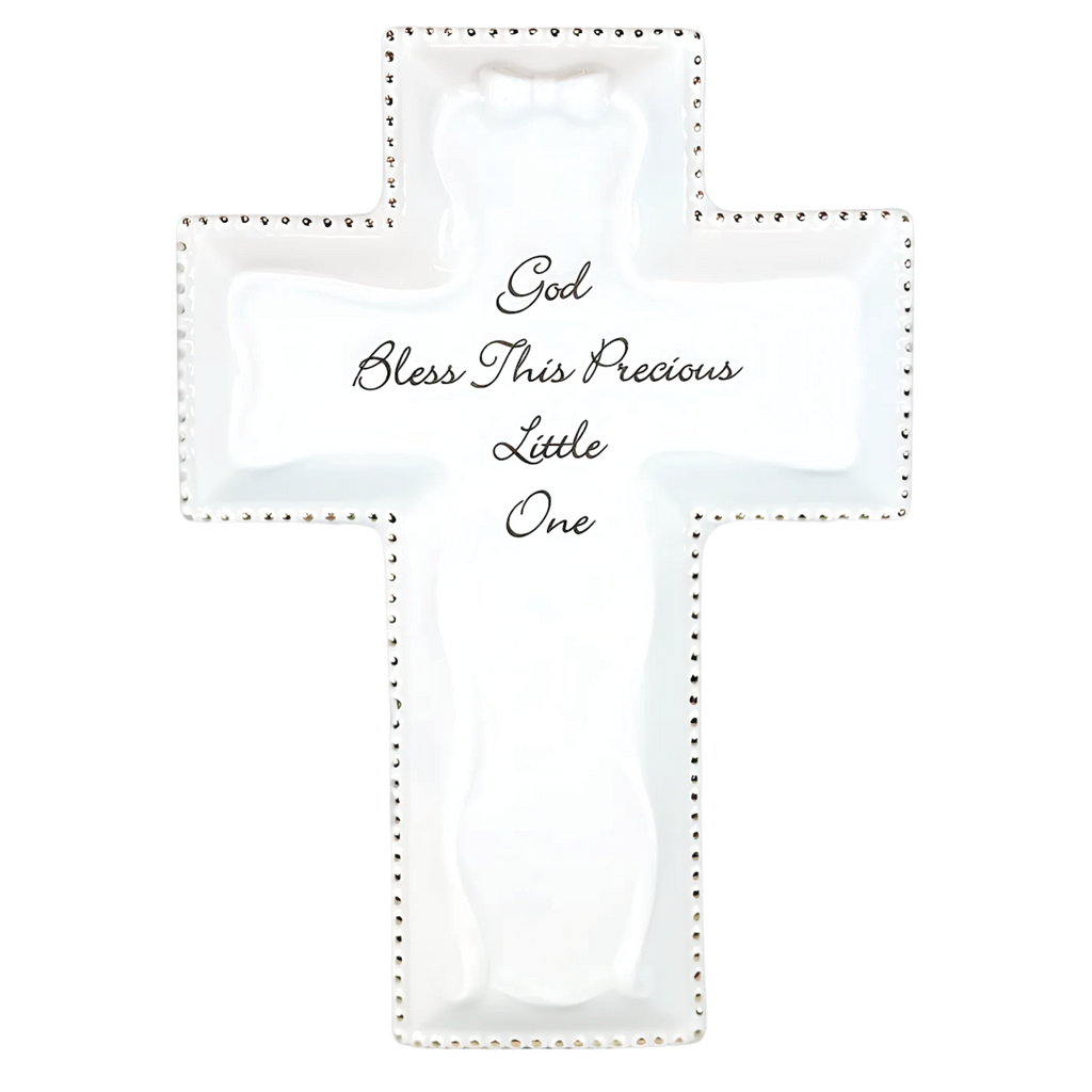 God Bless Wall Cross White 6"H