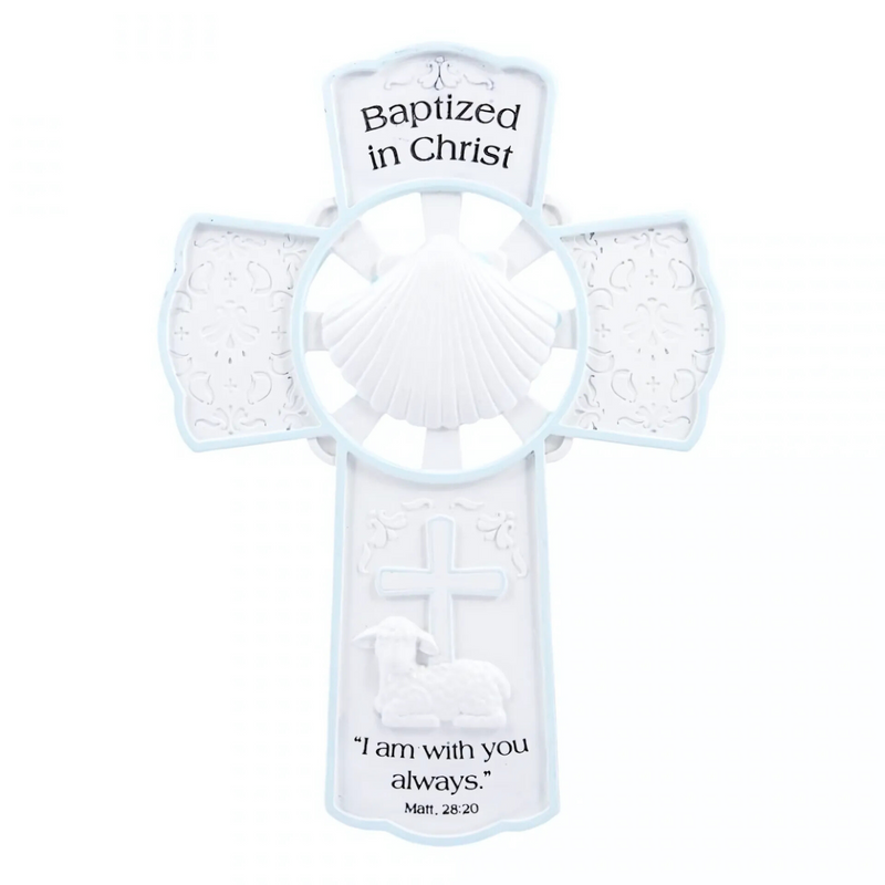 Baptism Boy Wall Cross 7.75"H