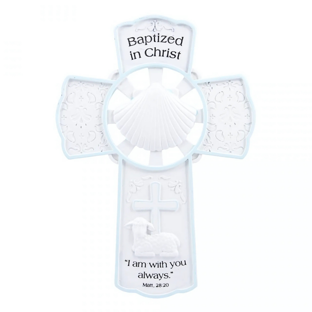 Baptism Boy Wall Cross 7.75"H