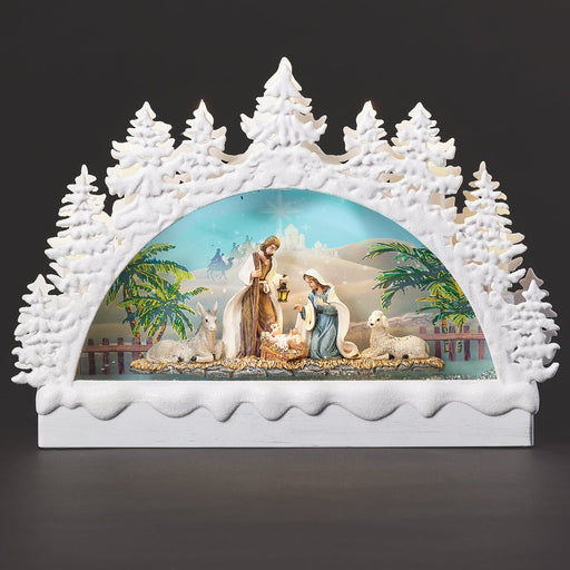 Confetti Lites Lighted Swirl White Tree Arch with Holy Family - image 1