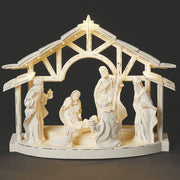 Lighted White Nativity Scene with Open Air Stable - image 1