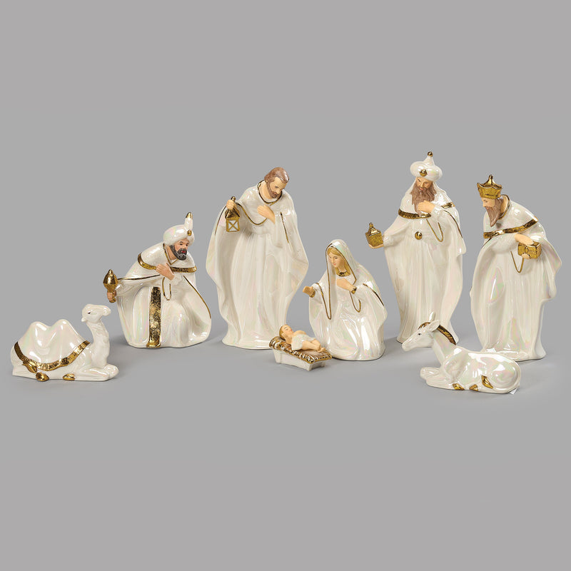 Elegant White & Gold Porcelain Nativity - image 1