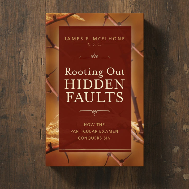 A warm-colored book titled 'Rooting Out Hidden Faults' on a dark wood background
