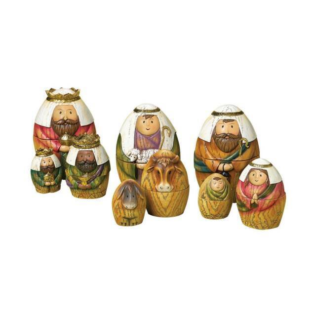 Nativity Nesting Box 6"H 9pc set