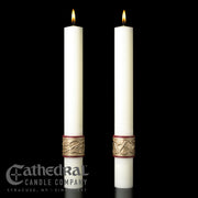 Sacred Heart matching complementing altar candle, sold as a pair by Cathedral