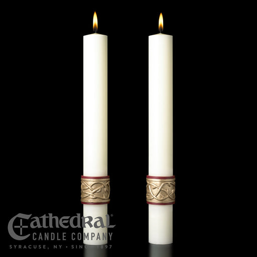 Sacred Heart matching complementing altar candle, sold as a pair by Cathedral