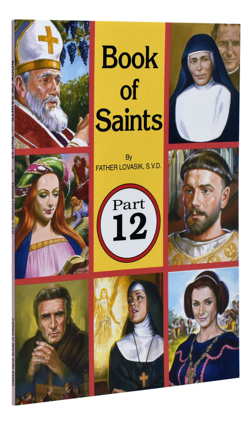 Book cover of 'Book of Saints' with portraits of various saints and title details.