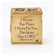 Multi sacrament engraved keepsake box with gold finish and Scripture verse.