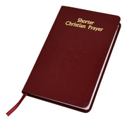 Maroon prayer book titled 'Shorter Christian Prayer' on a white background