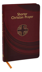 Maroon prayer book with gold text and cross symbol on a white background