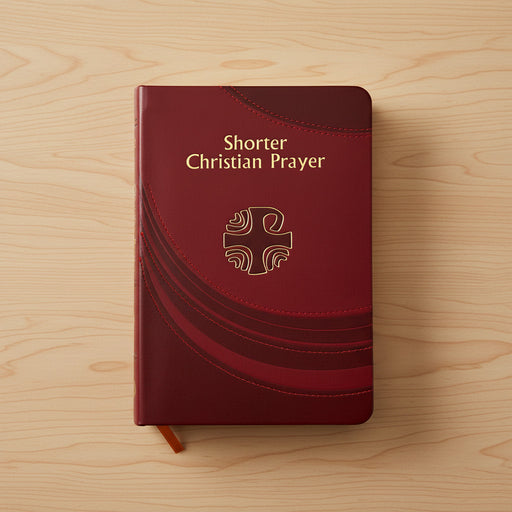 Red book titled 'Shorter Christian Prayer' on a wooden surface