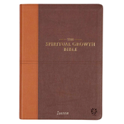 Brown and tan 'The Spiritual Growth Bible' with the name 'Joanna' on a white background