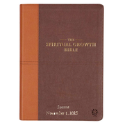 Brown and tan 'The Spiritual Growth Bible' with personalized text on a white background