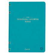 Teal notebook titled 'The Spiritual Growth Bible' on a white background
