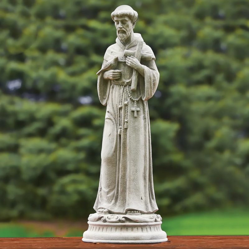 Statue of St. Francis of Assisi in an outdoor setting