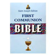 Saint Joseph Edition First Communion Bible with blue cover and chalice illustration