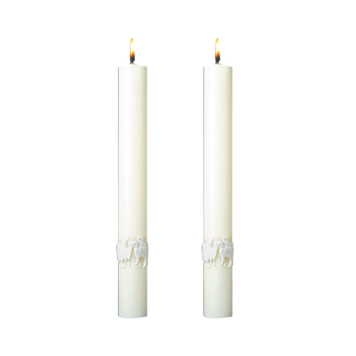 The Good Shepherd complementing altar candle, sold as a pair by Cathedral