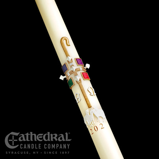 The Good Shepherd 51% beeswax Paschal candle by Cathedral