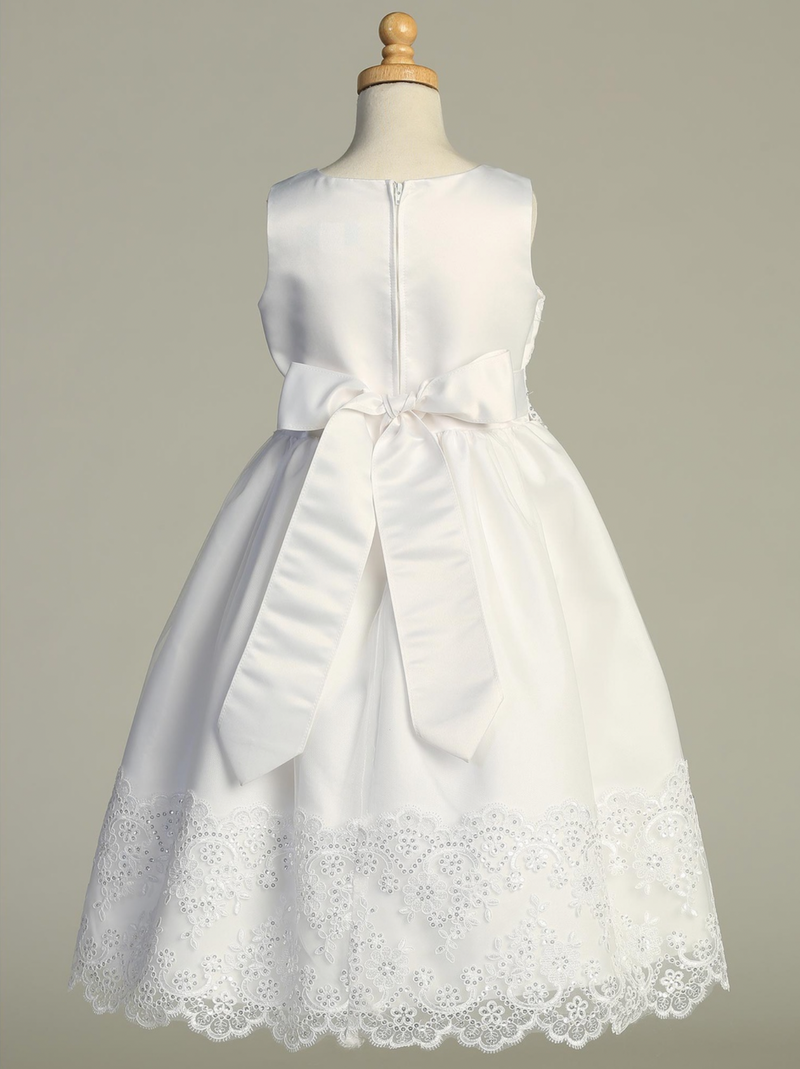 Girls First Communion Dress - Satin with Tulle Overlay | Lito
