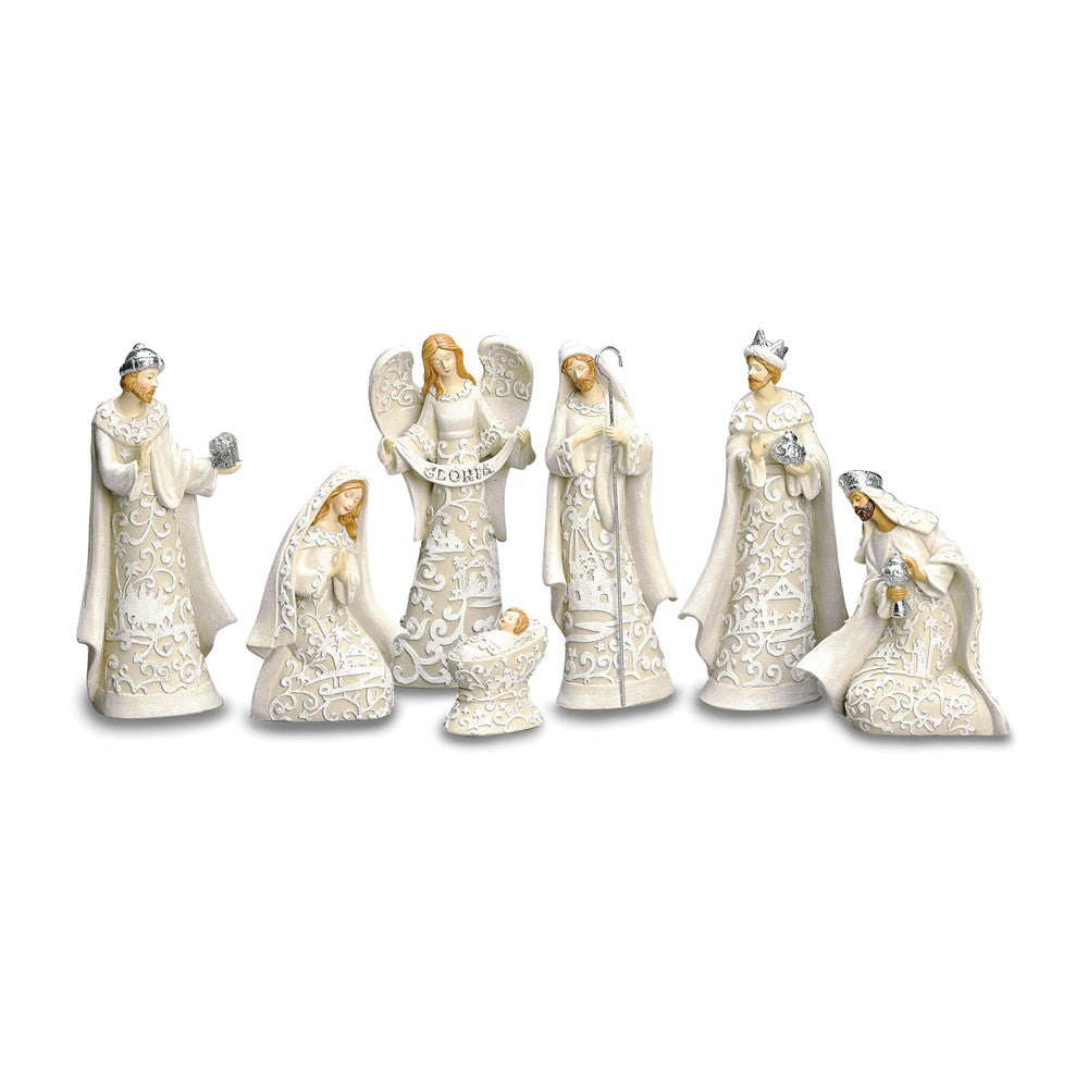 Nativity with Angel 7.5"H 7pc set