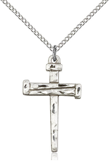 Nail Cross Necklace Silver 18"