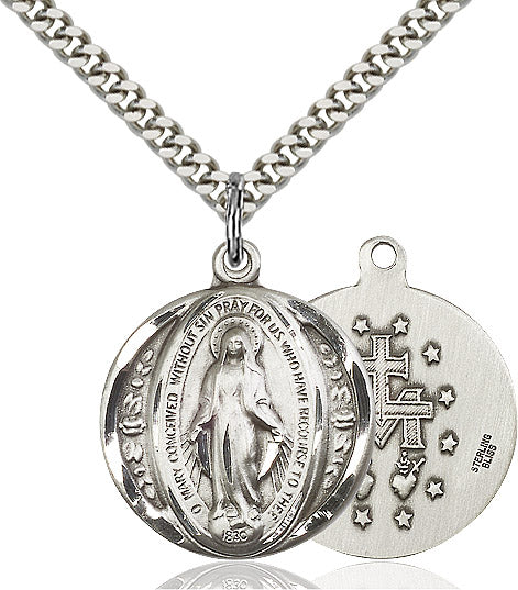 Miraculous Medal Sterling Silver 24"