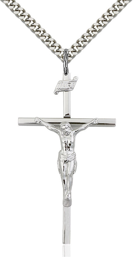 Crucifix Necklace Sterling Silver 24"