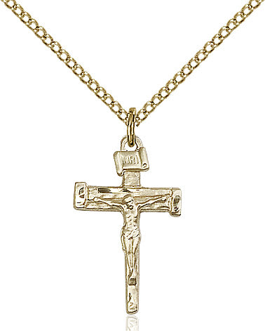 Nail Crucifix Necklace Gold Filled 18"
