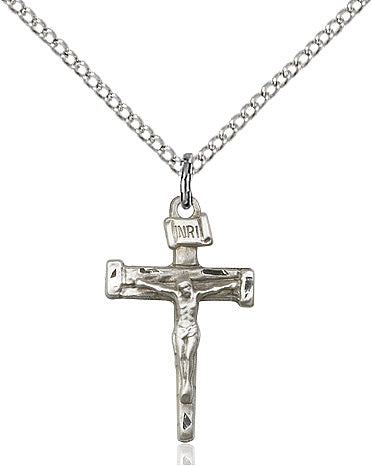 Nail Crucifix Necklace Sterling Silver 18"