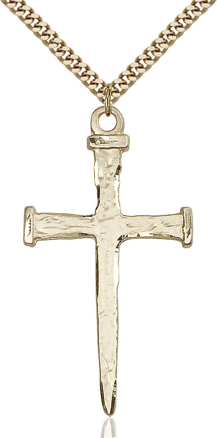 Nail Cross Necklace Gold Filled 24"