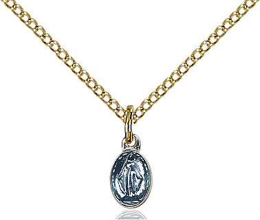 Miraculous Medal Gold Plated Sterling 18"