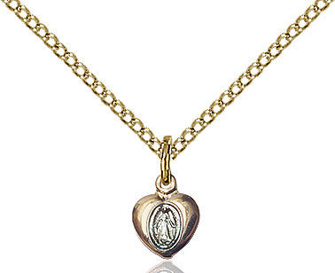 Miraculous Medal Heart Gold Filled 18"