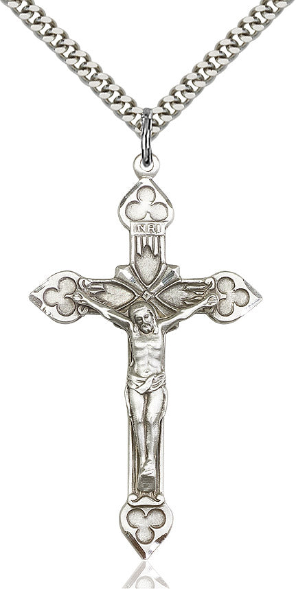 Crucifix Necklace Sterling Silver 24"