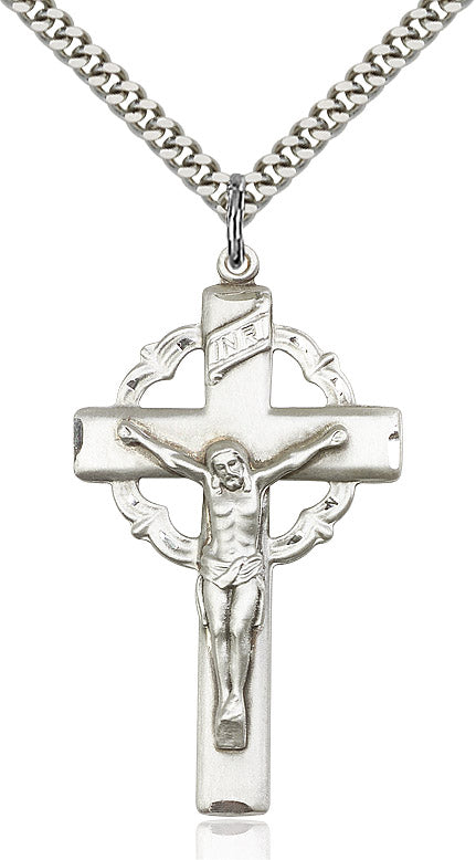 Crucifix Necklace Sterling Silver 24"