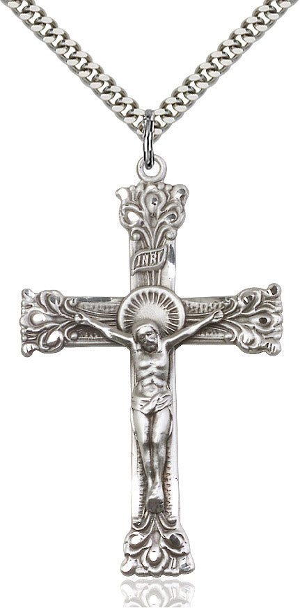 Crucifix Necklace Sterling Silver 24"
