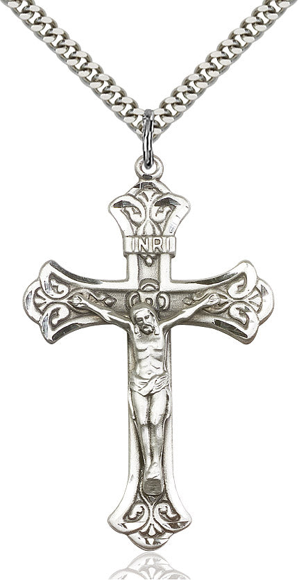 Crucifix Necklace Sterling Silver 24"