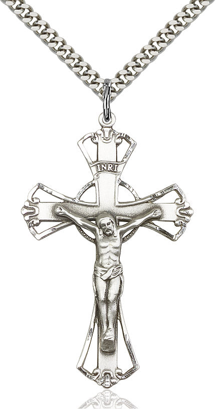 Crucifix Necklace Sterling Silver 24"