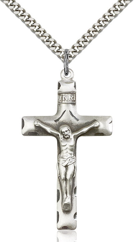 Crucifix Necklace Sterling Silver 24"