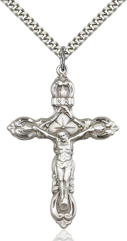 Crucifix Necklace Sterling Silver 24"