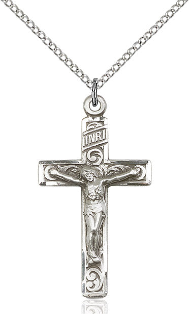 Crucifix Necklace Sterling Silver 18"