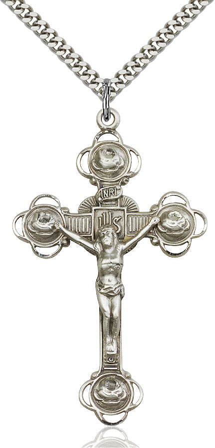 Crucifix Necklace Sterling Silver 24"