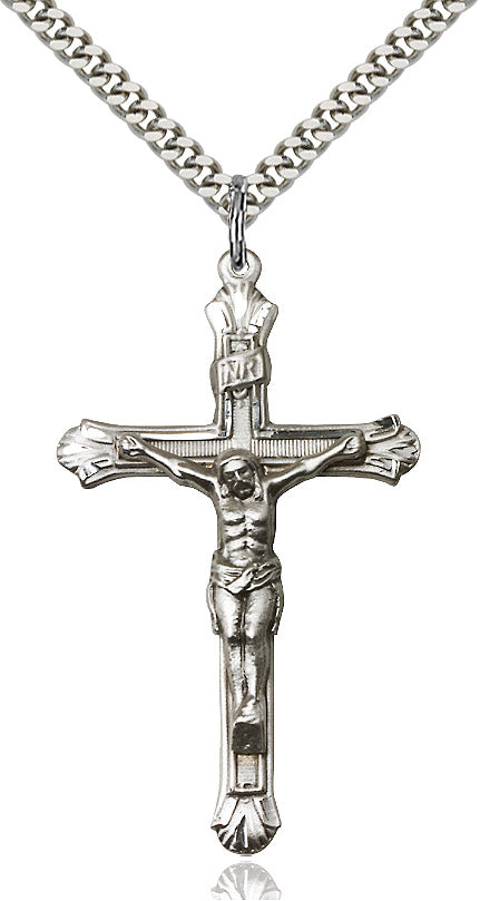 Crucifix Necklace Sterling Silver 24"