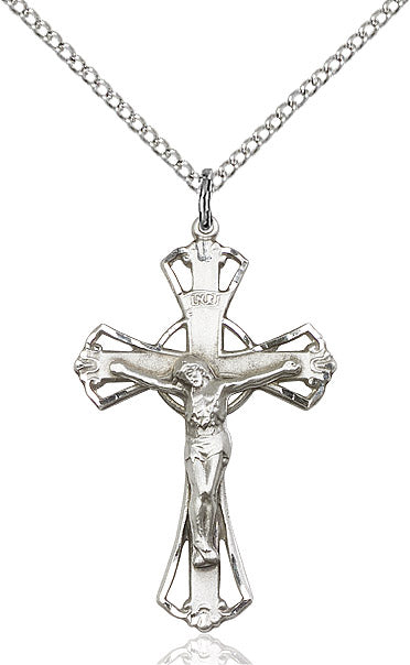 Crucifix Necklace Sterling Silver 18"