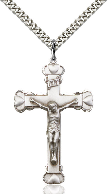 Crucifix Necklace Sterling Silver 24"