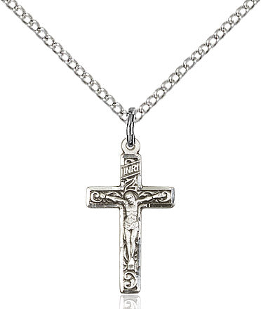 Crucifix Necklace Sterling Silver 18"